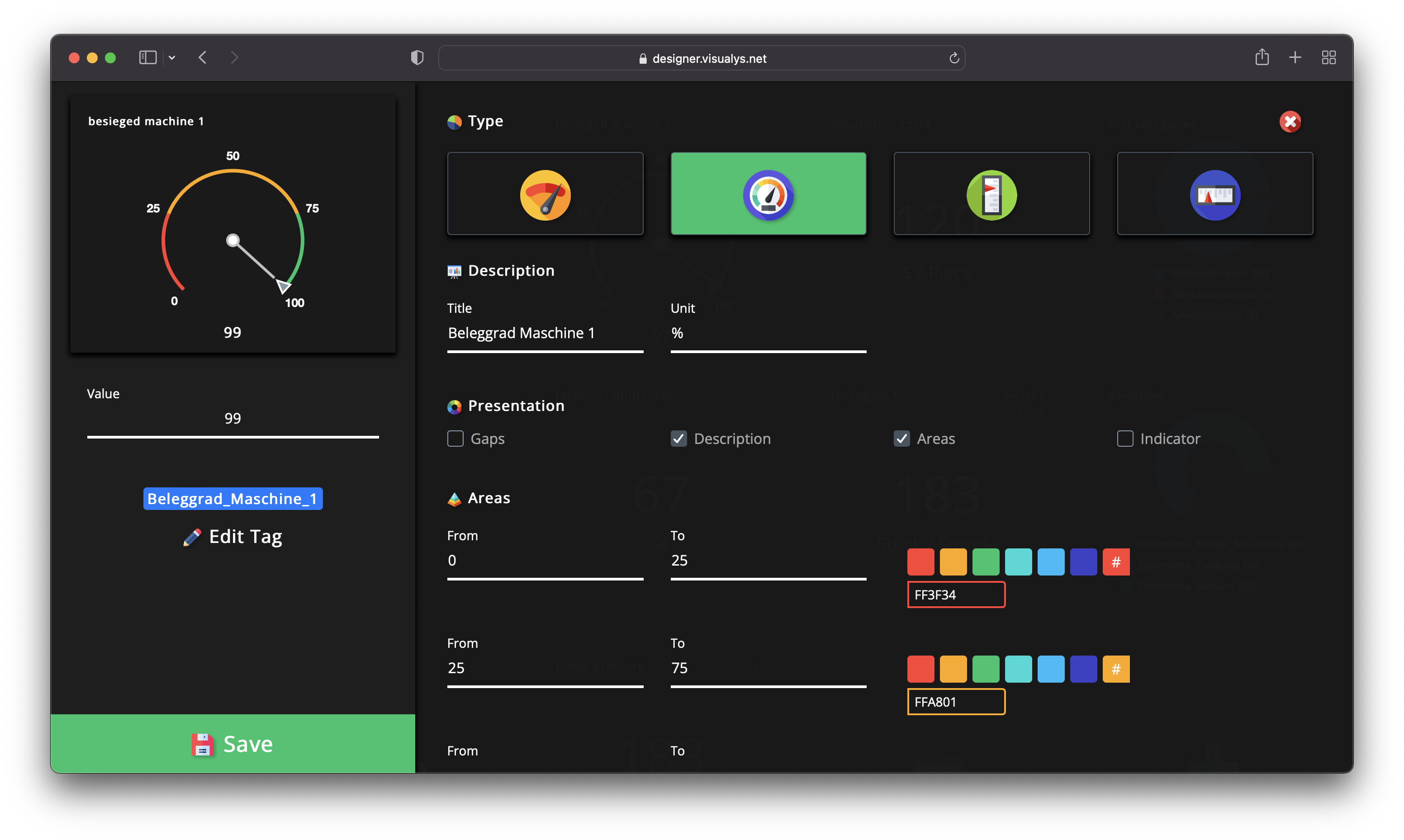 With the Ewon Visualization you are able to configure each Ewon tag as you need.